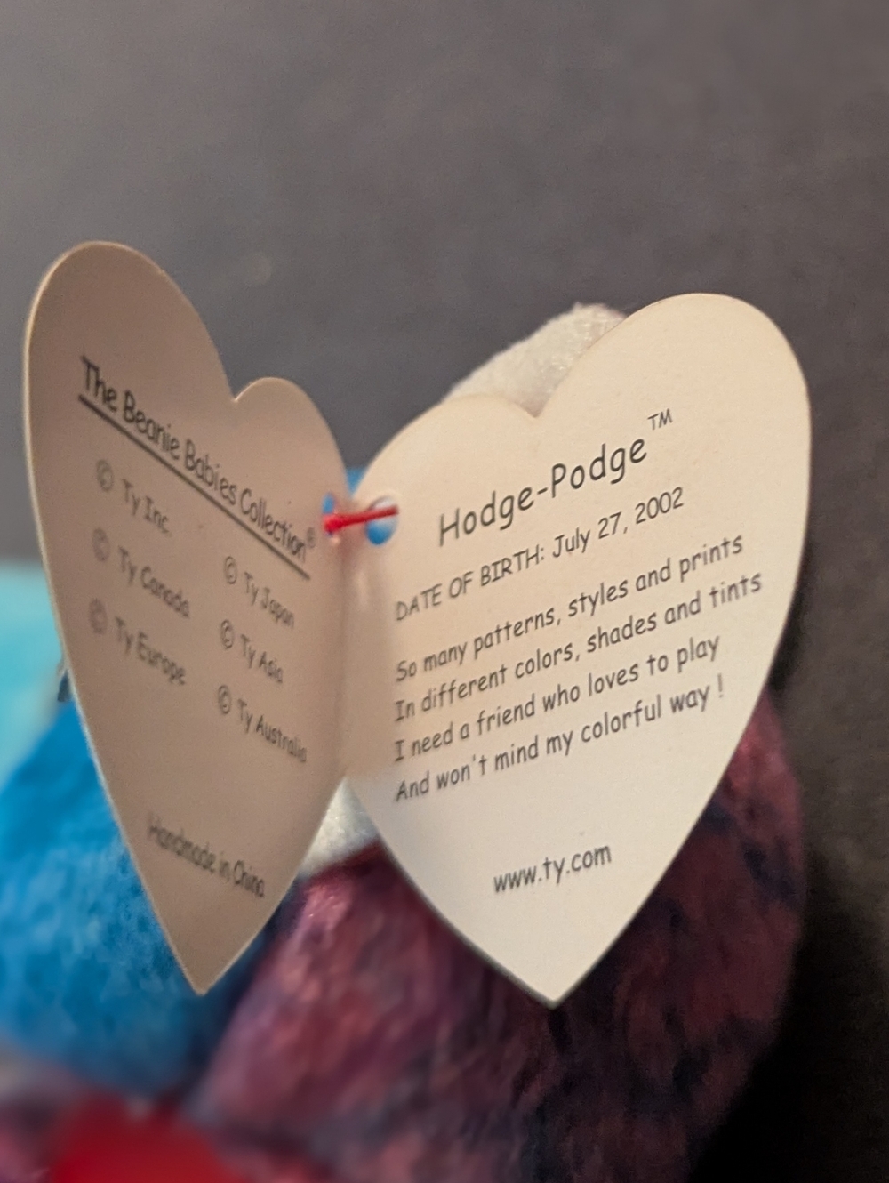 Ty Beanie Baby Hodge-Podge the Dog - 2002 Retired Rare Multi-Color Patchwork - Picture 10 of 10